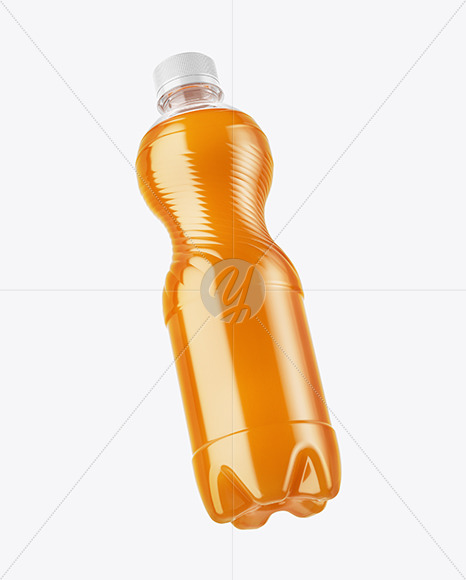 PET Bottle with Peach Drink Mockup