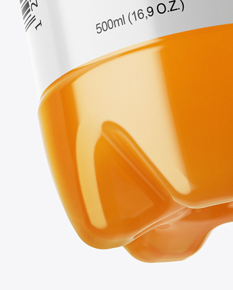 PET Bottle with Peach Drink Mockup