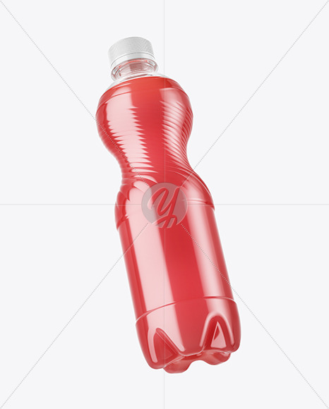 PET Bottle with Pink Grapefruit Drink Mockup