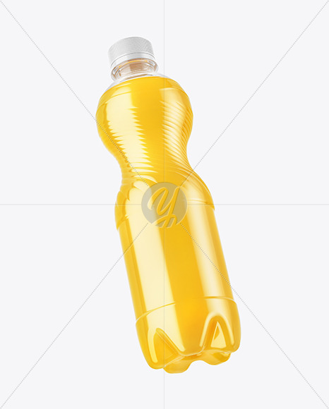 PET Bottle with Orange Drink Mockup