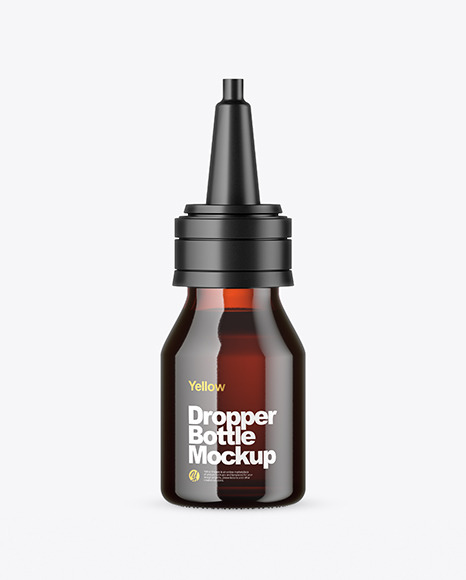 Dark Amber Glass Dropper Bottle Mockup