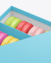 Opened Paper Box With Macarons Mockup