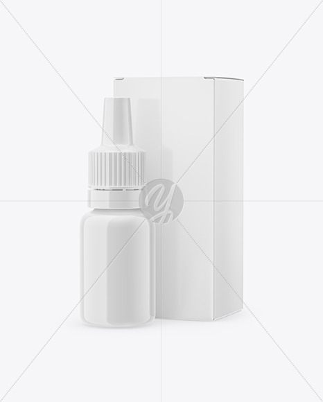 Glossy Dropper Bottle with Glossy Paper Box Mockup