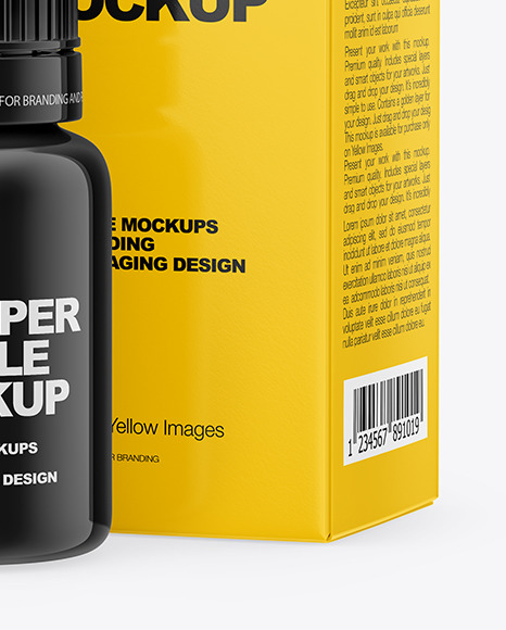 Glossy Dropper Bottle with Glossy Paper Box Mockup