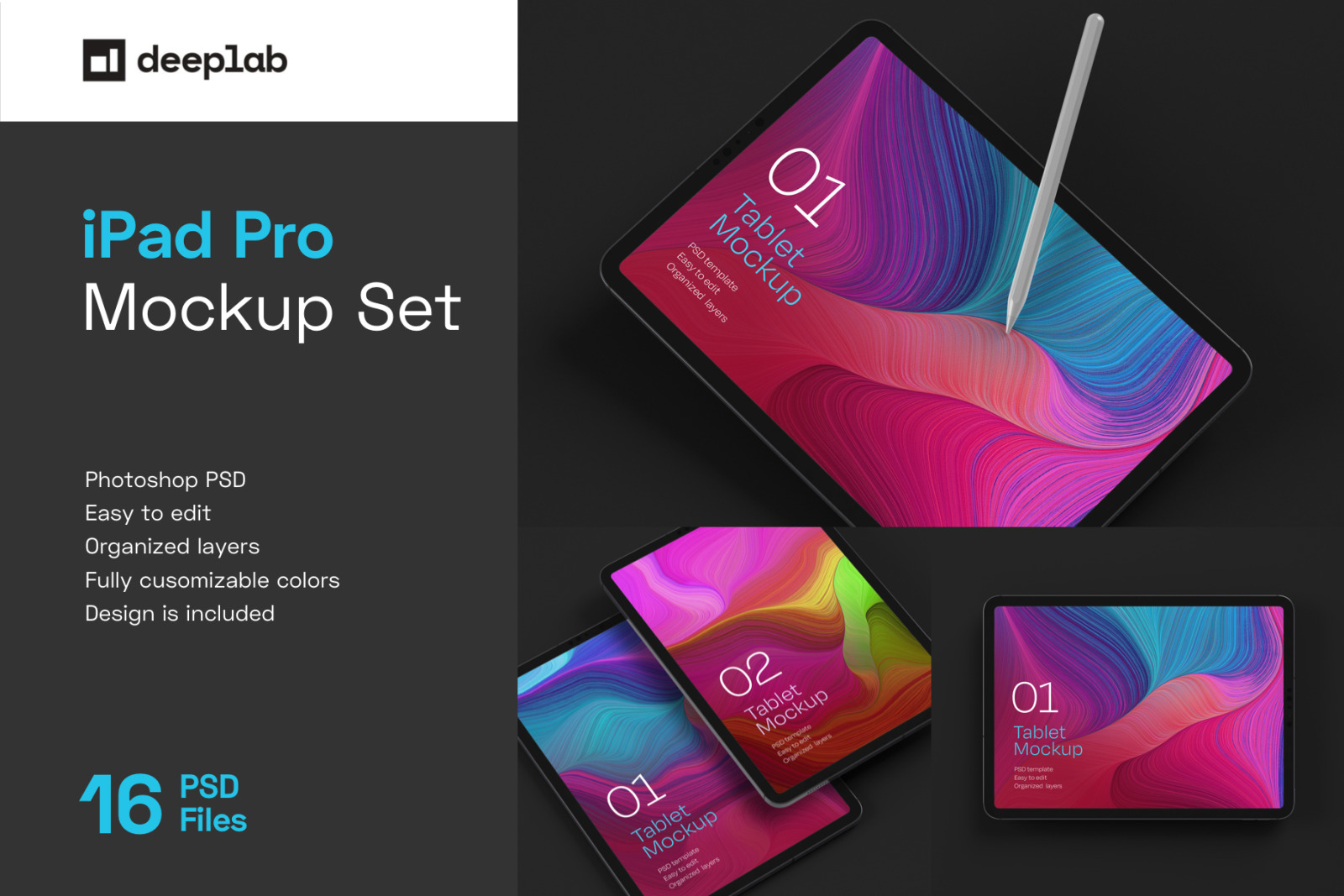 iPad Pro Mockup Set | Tablet Screen iPad Pro Mockup Set | Tablet Screen