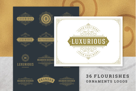 36 Luxury Ornament Logos - Vintage gold