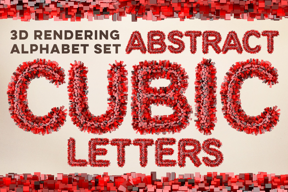 3D Cubic Red Letters Pack