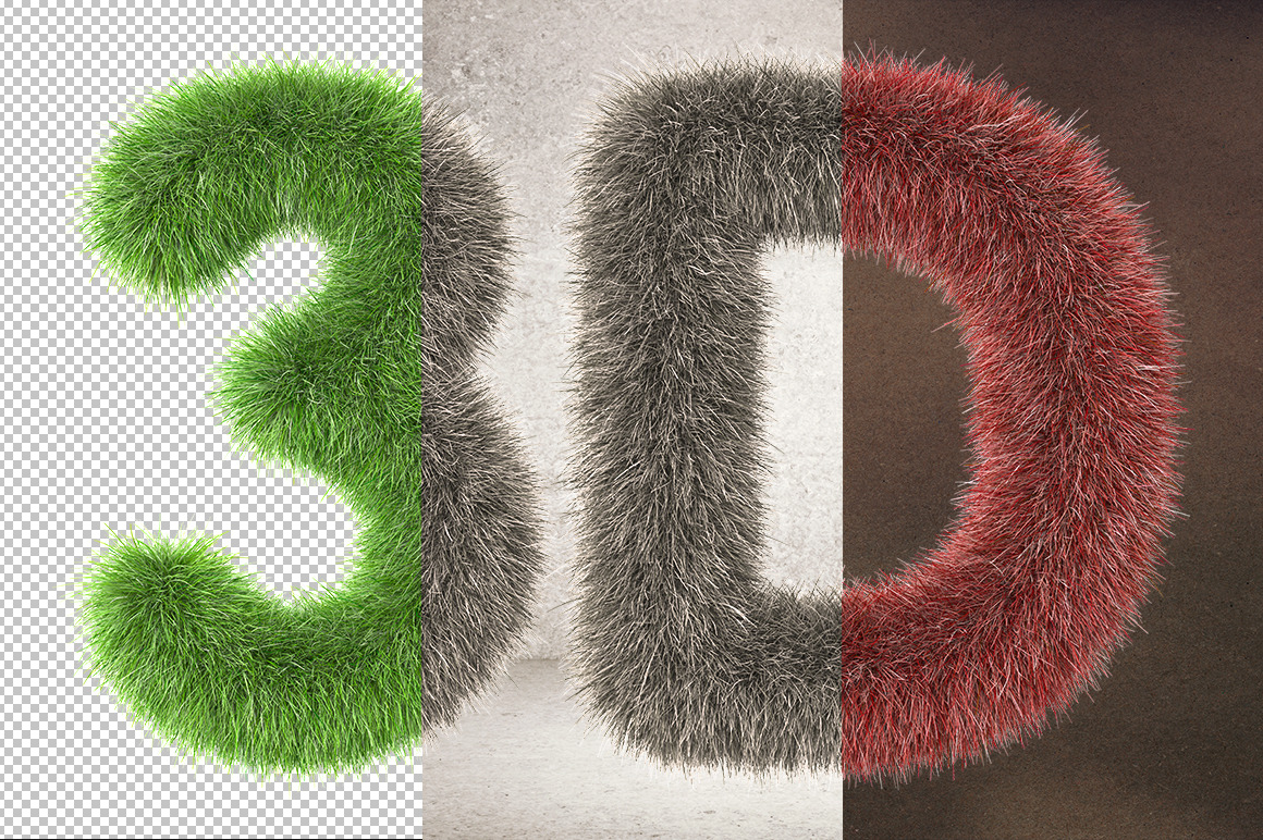 3D Grass Letters Pack