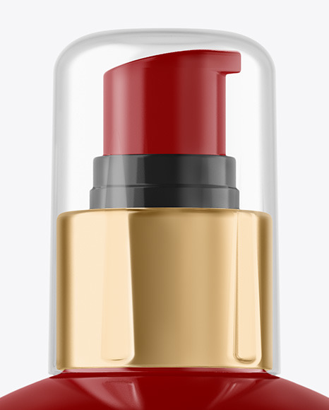 Glossy Cosmetic Bottle with Pump Mockup