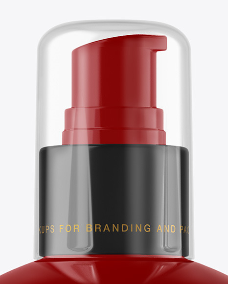 Glossy Cosmetic Bottle with Pump Mockup