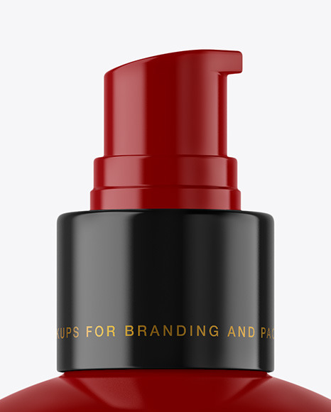 Glossy Cosmetic Bottle with Pump Mockup