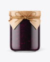 Glass Blueberry Jam Jar with Paper Cap Mockup