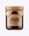 Glass Blueberry Jam Jar with Paper Cap Mockup