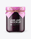 Glass Blueberry Jam Jar with Paper Cap Mockup