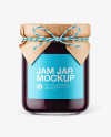 Glass Blueberry Jam Jar with Paper Cap Mockup