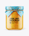 Glass Orange Jam Jar with Paper Cap Mockup