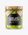 Glass Kiwi Jam Jar with Paper Cap Mockup