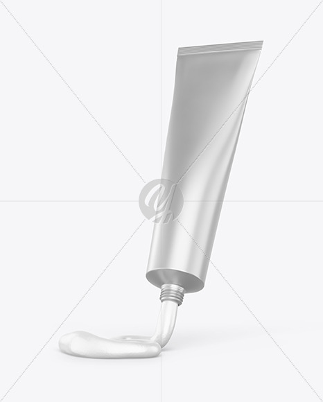 Matte Metall Cosmetic Tube with Cream Mockup