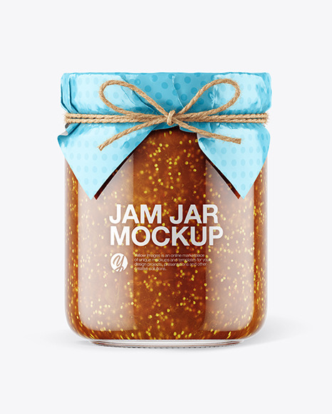 Glass Fig Jam Jar with Paper Cap Mockup