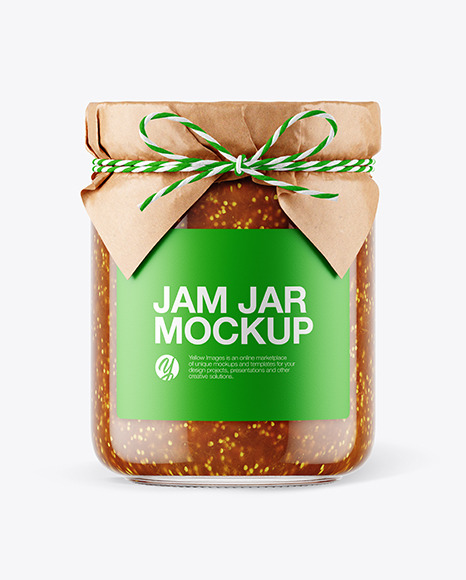 Glass Fig Jam Jar with Paper Cap Mockup