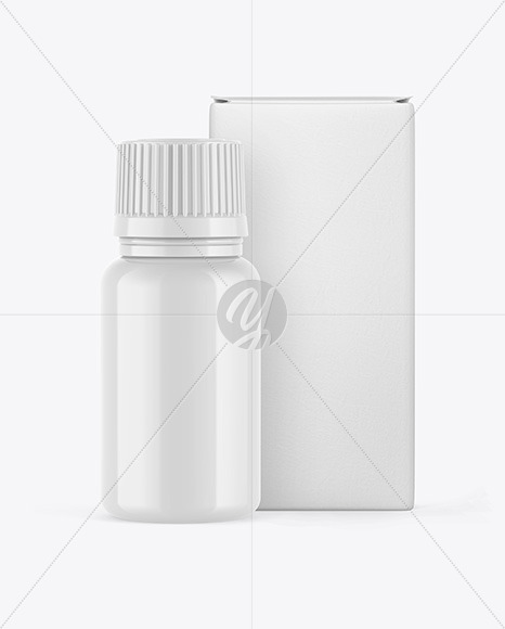 Pills Bottle W/ Paper Box Mockup