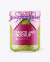 Glass Pesto Sauce Jar with Paper Cap Mockup