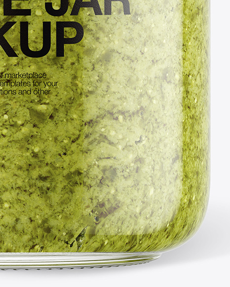 Glass Pesto Sauce Jar with Paper Cap Mockup