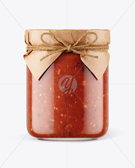 Glass Bolognese Sauce Jar with Paper Cap Mockup