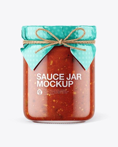 Glass Bolognese Sauce Jar with Paper Cap Mockup