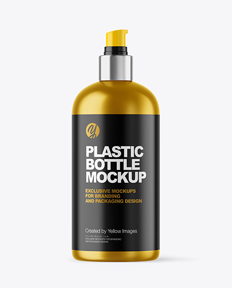 Metallic Cosmetic Bottle with Pump Mockup - Label mockup bottle