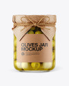 Glass Green Olives Jar with Paper Cap Mockup