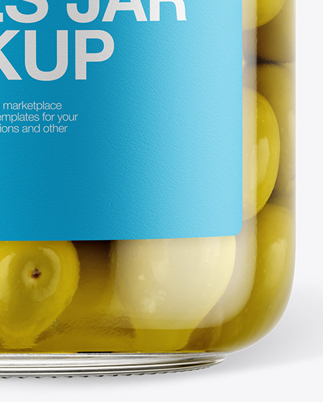 Glass Green Olives Jar with Paper Cap Mockup