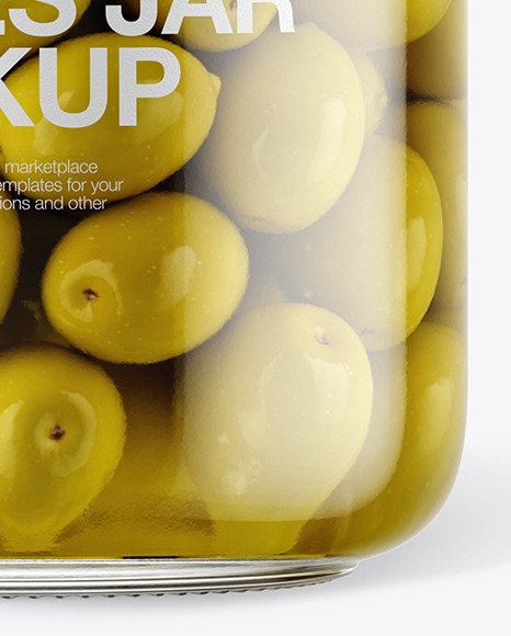 Glass Green Olives Jar with Paper Cap Mockup