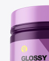 Glossy Protein Jar w/ Shrink Sleeve Mockup