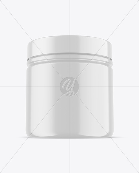 Glossy Protein Jar w/ Shrink Sleeve Mockup