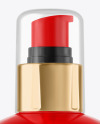 Color Plastic Cosmetic Bottle with Pump Mockup