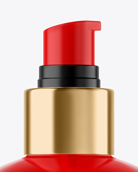 Color Plastic Cosmetic Bottle with Pump Mockup