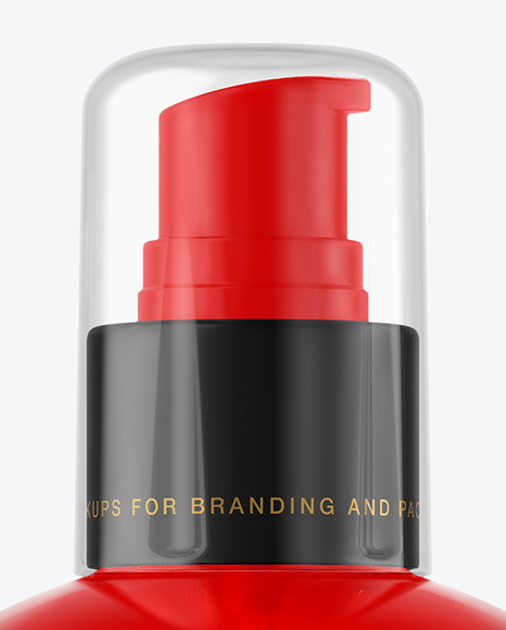 Color Plastic Cosmetic Bottle with Pump Mockup