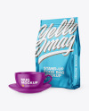 Metallic Stand-Up Bag with Matte Coffee Mug Mockup