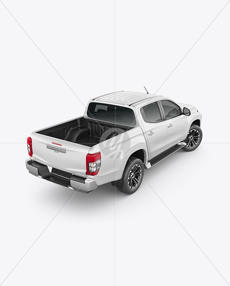 Pickup Truck Mockup - Back Half Side View (High-Angle Shot)