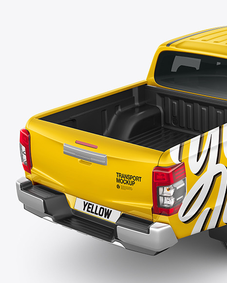 Pickup Truck Mockup - Back Half Side View (High-Angle Shot)