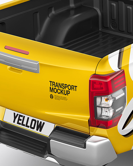 Pickup Truck Mockup - Back Half Side View (High-Angle Shot)