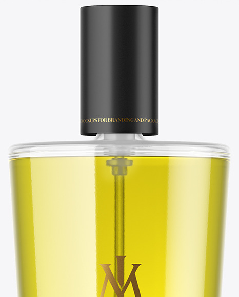 Clear Glass Yellow Perfume Bottle Mockup