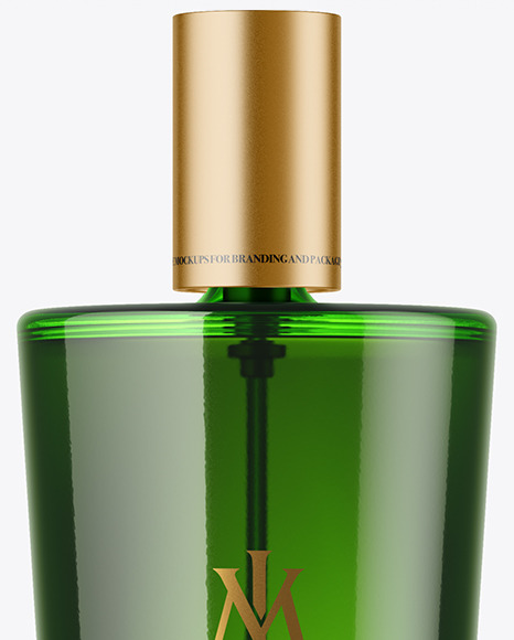 Green Glass Perfume Bottle Mockup