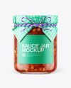 Glass Bruschetta Sauce Jar with Paper Cap Mockup