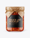 Glass Bruschetta Sauce Jar with Paper Cap Mockup