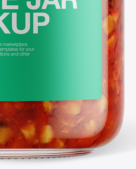 Glass Bruschetta Sauce Jar with Paper Cap Mockup