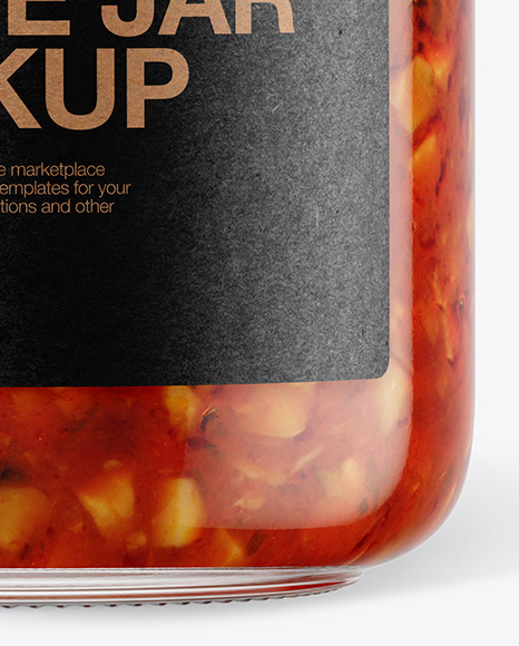 Glass Bruschetta Sauce Jar with Paper Cap Mockup