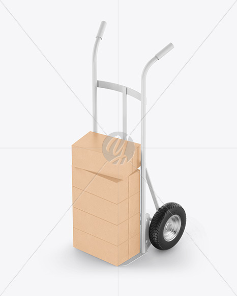 Hand Truck With Kraft Boxes Mockup