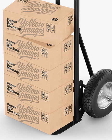 Hand Truck With Kraft Boxes Mockup